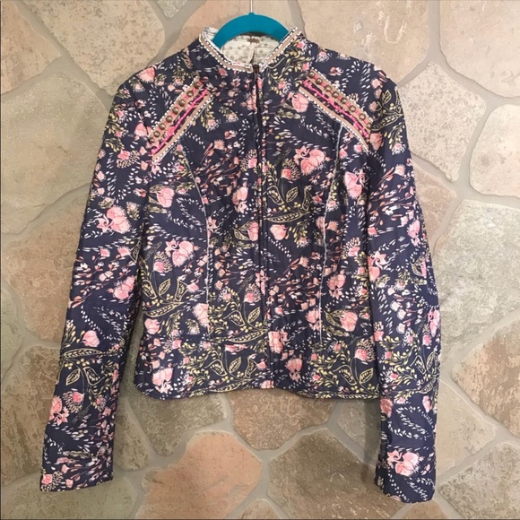 Fall floral 100 cotton anthropology jacket size Large - Picture 2 of 2